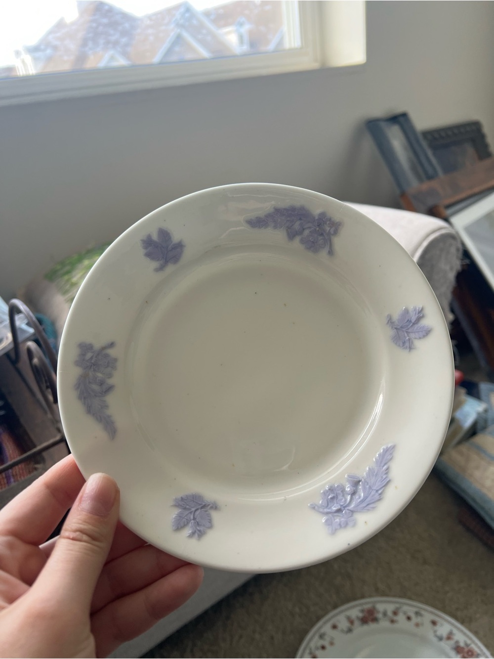 Lilac Floral Porcelain Soup Plate - Elegant Home Dining **Small Crack**